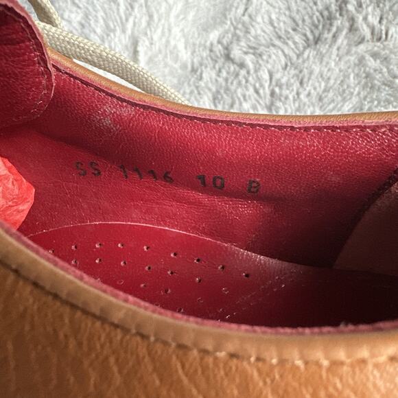 SALVATORE FERRAGAMO Size 10 B vintage tan leather low cut Designer sneakers - Picture 9 of 12